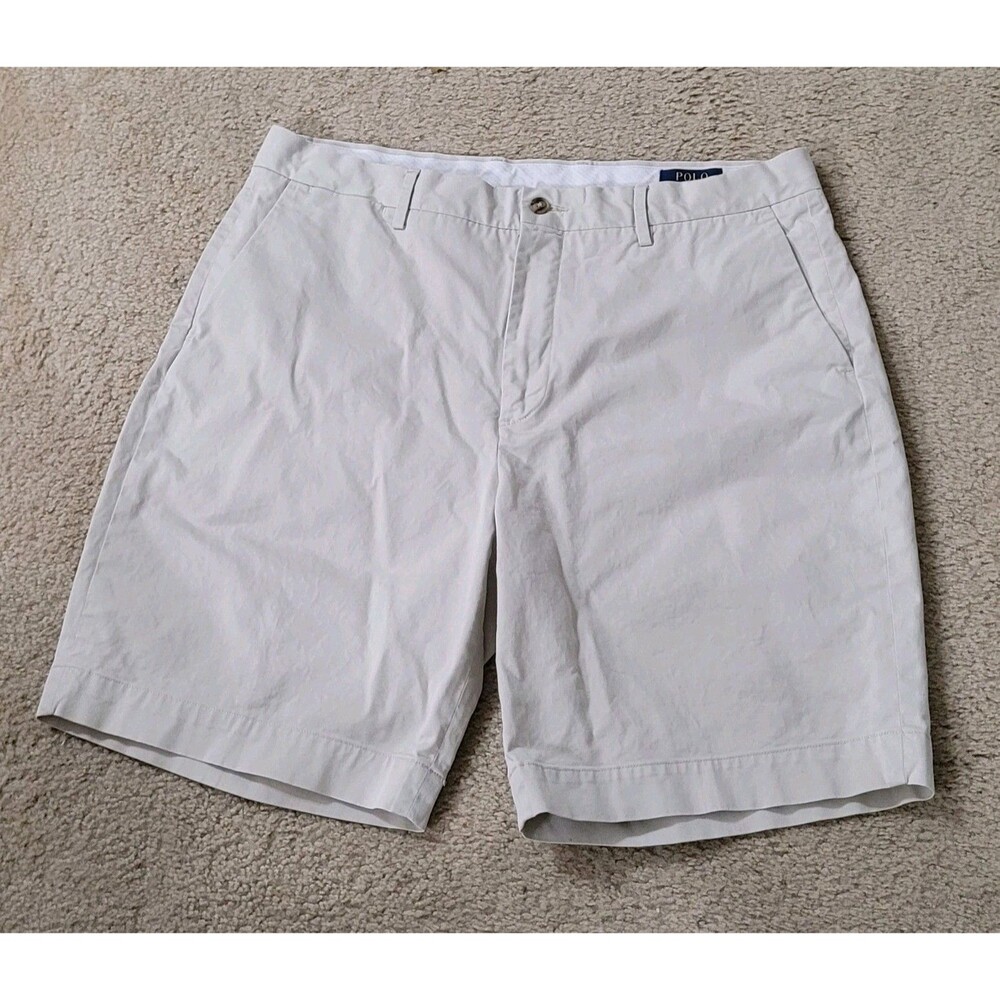 Polo Ralph Lauren Shorts Mens 35 Light Beige Stretch Classic Fit Preppy Resort
